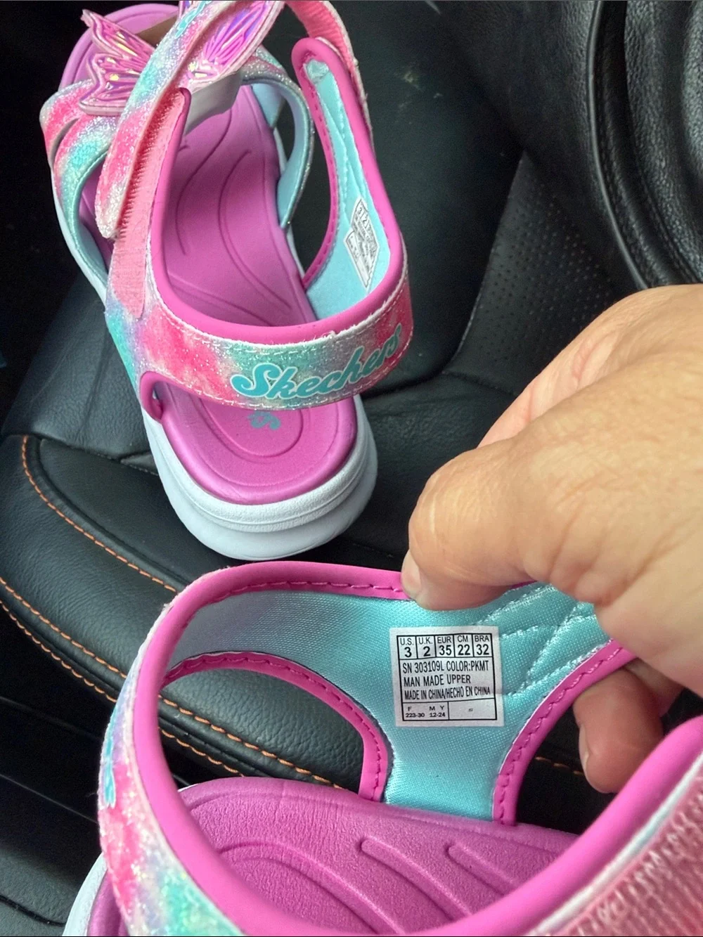 Skechers Girls' Pink Light-Up Butterfly Sandals Size 3